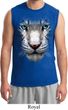 Mens White Tiger Shirt Big White Tiger Face Muscle Tee T-Shirt