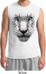 Mens White Tiger Shirt Big White Tiger Face Muscle Tee T-Shirt