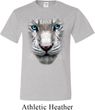 Mens White Tiger Shirt Big White Tiger Face Tall Tee T-Shirt