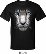 Mens White Tiger Shirt Big White Tiger Face Tall Tee T-Shirt