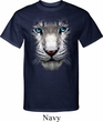 Mens White Tiger Shirt Big White Tiger Face Tall Tee T-Shirt