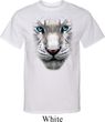Mens White Tiger Shirt Big White Tiger Face Tall Tee T-Shirt