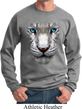 Mens White Tiger Sweatshirt Big White Tiger Face Sweat Shirt