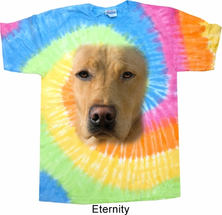 Mens Yellow Lab Shirt Big Yellow Lab Face Eternity Tie Dye T-shirt