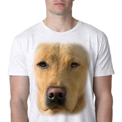 Mens Yellow Lab Shirt Big Yellow Lab Face White Burnout T-Shirt Mens Yellow Lab Shirt Big Yellow Lab Face White Burnout T-Shirt