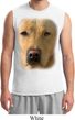 Mens Yellow Lab Shirt Big Yellow Lab Face White Muscle Tee T-Shirt