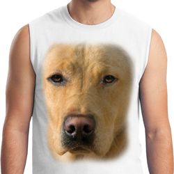 Mens Yellow Lab Shirt Big Yellow Lab Face White Muscle Tee T-Shirt Mens Yellow Lab Shirt Big Yellow Lab Face White Muscle Tee T-Shirt