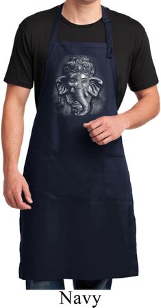 Mens Yoga Apron 3D Ganesha Darks Full Length Apron with Pockets