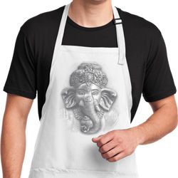Mens Yoga Apron 3D Ganesha Lights Full Length Apron with Pockets