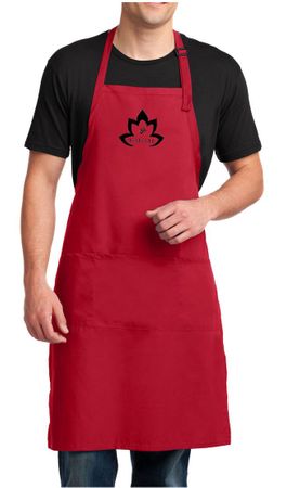 Mens Yoga Apron Black Namaste Lotus Full Length Apron with Pockets