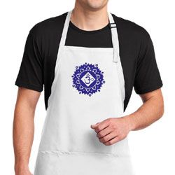 Mens Yoga Apron Floral Sahasrara Full Length Apron with Pockets