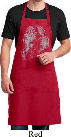 Mens Yoga Apron Ganesha Profile Full Length Apron with Pockets