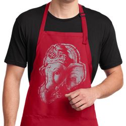 Mens Yoga Apron Ganesha Profile Full Length Apron with Pockets Mens Yoga Apron Ganesha Profile Full Length Apron with Pockets