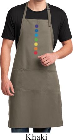 Mens Yoga Apron Glowing Chakras Full Length Apron with Pockets