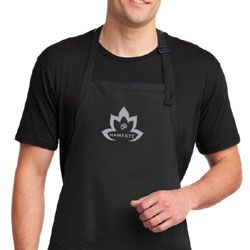 Mens Yoga Apron Grey Namaste Lotus Full Length Apron with Pockets