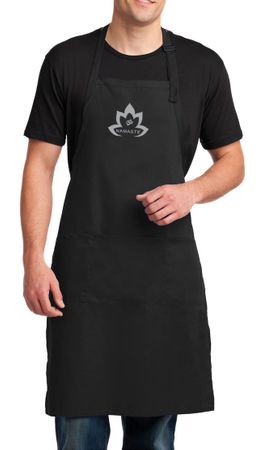 Mens Yoga Apron Grey Namaste Lotus Full Length Apron with Pockets