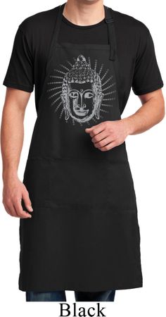 Mens Yoga Apron Iconic Buddha Full Length Apron with Pockets