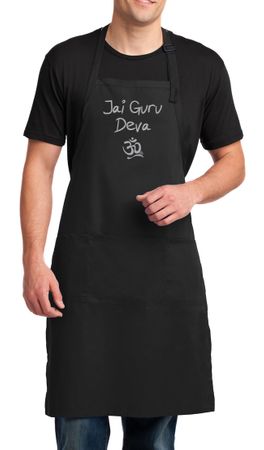 Mens Yoga Apron Jai Guru Deva Full Length Apron with Pockets