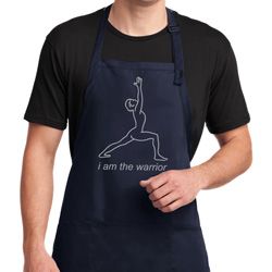 Mens Yoga Apron Line Warrior Full Length Apron with Pockets Mens Yoga Apron Line Warrior Full Length Apron with Pockets