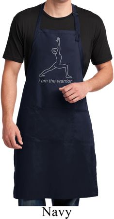 Mens Yoga Apron Line Warrior Full Length Apron with Pockets