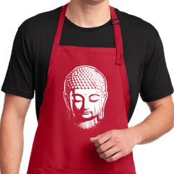 Mens Yoga Apron Little Buddha Head Full Length Apron with Pockets