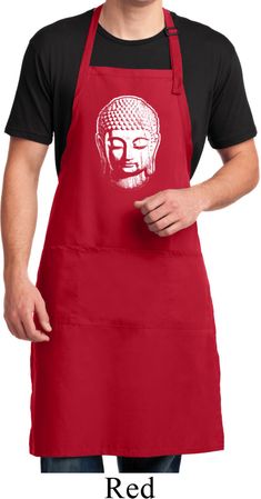Mens Yoga Apron Little Buddha Head Full Length Apron with Pockets