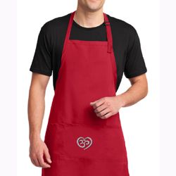 Mens Yoga Apron OM Heart Pocket Print Full Length Apron with Pockets Mens Yoga Apron OM Heart Pocket Print Full Length Apron with Pockets