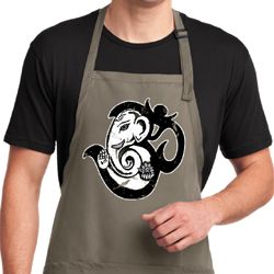 Mens Yoga Apron Om Mashup Full Length Apron with Pockets