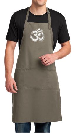 Mens Yoga Apron OM Tie Dye Full Length Apron with Pockets