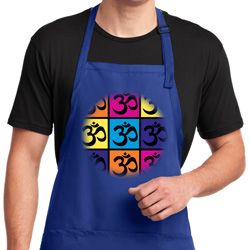 Mens Yoga Apron Pop Art Om Full Length Apron with Pockets Mens Yoga Apron Pop Art Om Full Length Apron with Pockets