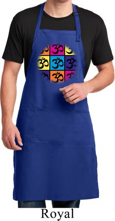 Mens Yoga Apron Pop Art Om Full Length Apron with Pockets