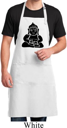 Mens Yoga Apron Shadow Buddha Full Length Apron with Pockets