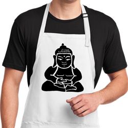 Mens Yoga Apron Shadow Buddha Full Length Apron with Pockets