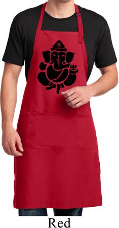 Mens Yoga Apron Shadow Ganesha Full Length Apron with Pockets