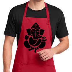 Mens Yoga Apron Shadow Ganesha Full Length Apron with Pockets