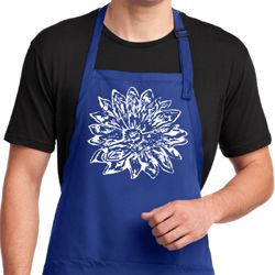 Mens Yoga Apron Sketch Lotus Full Length Apron with Pockets Mens Yoga Apron Sketch Lotus Full Length Apron with Pockets