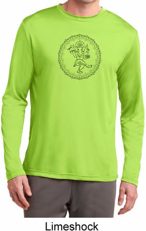Mens Yoga Circle Ganesha Black Print Dry Wicking Long Sleeve