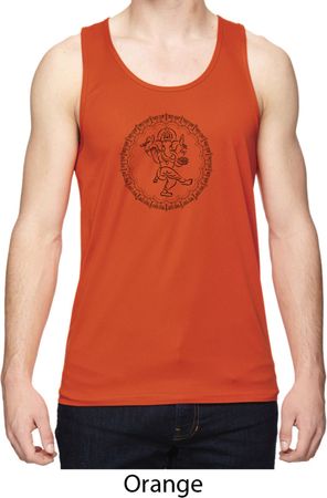 Mens Yoga Circle Ganesha Black Print Moisture Wicking Tank Top