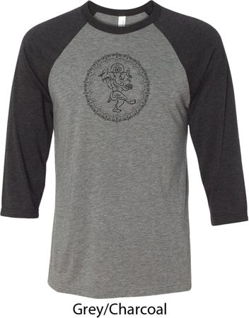 Mens Yoga Circle Ganesha Black Print Raglan Shirt
