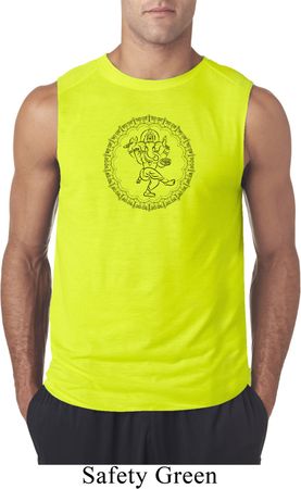 Mens Yoga Circle Ganesha Black Print Sleeveless Shirt