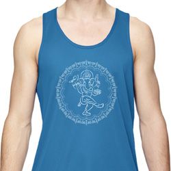 Mens Yoga Circle Ganesha White Print Dry Wicking Tank Top Mens Yoga Circle Ganesha White Print Dry Wicking Tank Top