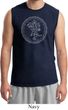 Clearance - Mens Circle Ganesha White Print Muscle Yoga Shirt