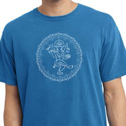 Mens Yoga Circle Ganesha White Print Pigment Dyed Shirt Mens Yoga Circle Ganesha White Print Pigment Dyed Shirt