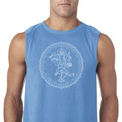 Mens Yoga Circle Ganesha White Print Sleeveless Shirt Mens Yoga Circle Ganesha White Print Sleeveless Shirt