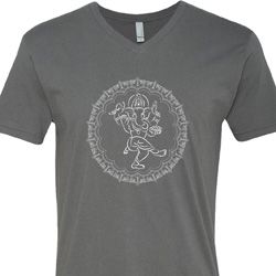 Mens Yoga Circle Ganesha White Print V-neck Shirt Mens Yoga Circle Ganesha White Print V-neck Shirt