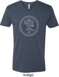 Mens Yoga Circle Ganesha White Print V-neck Shirt