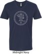 Mens Yoga Circle Ganesha White Print V-neck Shirt
