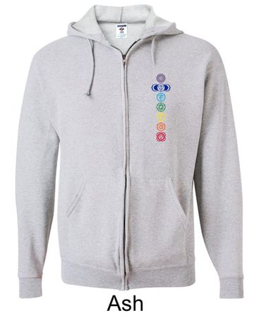 Mens Yoga Full Zip Hoodie 7 Colored Chakras