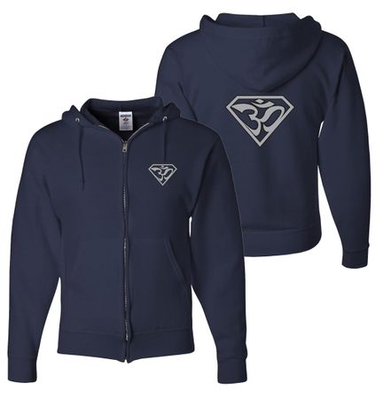 Mens Yoga Full Zip Hoodie Super OM Front and Back Print