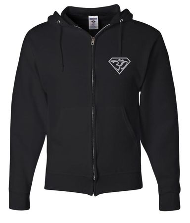 Mens Yoga Full Zip Hoodie Super OM Pocket Print